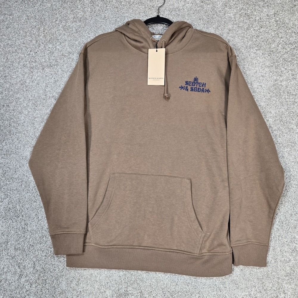 Scotch & Soda Mens Medium Relaxed Fit Fleece Graphic Hoodie double sided‎ NEW